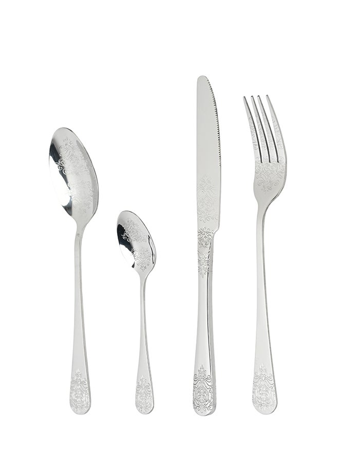 أولييرو طقم أدوات طعام متين وأنيق مكوّن من 24 قطعة لراحة استخدام ومائدة أنيقة – فضي - Image 5